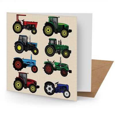 Tarjeta de felicitación de tractor (150x150 en blanco)