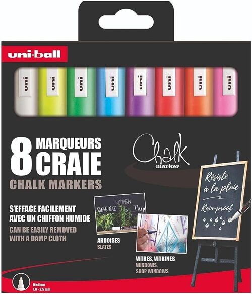 Uni Chalk Marker PWE-5M Medium, 2.5 mm 4 Set