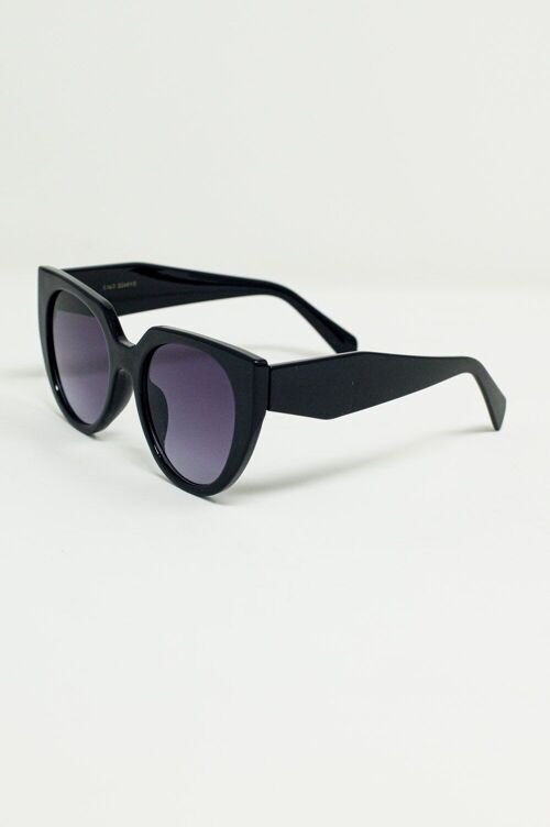 Oversized Cat Eye Sunglasses With Wide Rim in Black