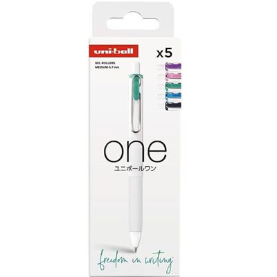 Uni-ball - ONE Range - ref: UMNS/07/5 PF ASS65 - ONE gel ink roller 0.7 mm - Pack of 5 - Electric Colors RE+BCI+VCI+J+MAN
