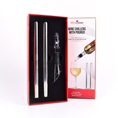 Winelover Wine Chillers (x 2) with Pourer
