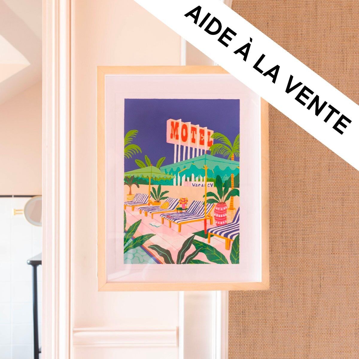 Exemple présentation Petit Pinceau - The Motel Pool (Umbrella revolution au verso) - Avec cadre