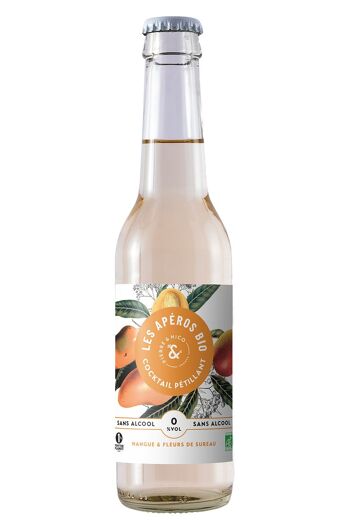 Cocktail pétillant sans alcool - Mangue et fleurs de sureau - 0% vol - 27,5 cl - les Apéros Bio 2