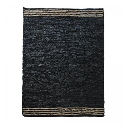 Kilim rug 160x230cm CUIRLINE Black. Handmade leather rug