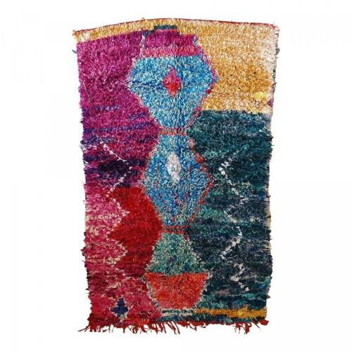 Tapis berbère 135x225cm BOUCHAROUETTE DOUARA Multicolore. Tapis artisanal en Coton