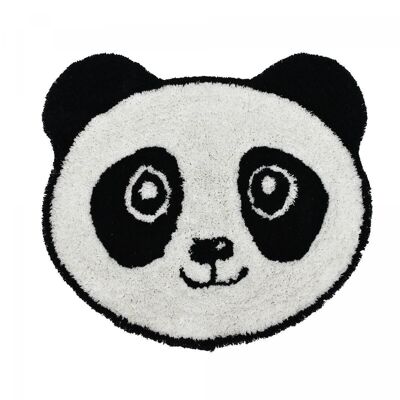 Tapis enfant 80x80 rondcm BIO PANDA Blanc. Tapis artisanal en Coton