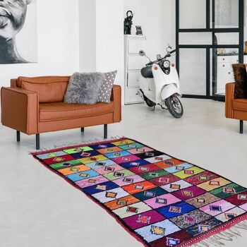 Tapis berbère 160x250cm BOUCHAROUETTE DOUAR Multicolore. Tapis artisanal en Coton 2