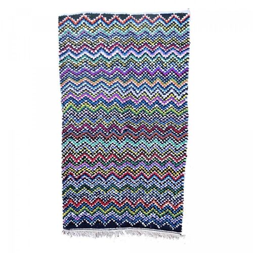 Tapis berbère 140x240cm BOUCHAROUETTE EFAK Multicolore. Tapis artisanal en Coton