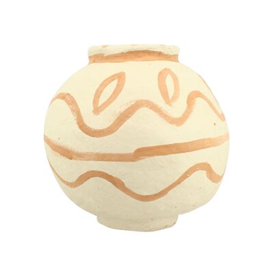 DECORATIVE VASE IN SAND AND TERRACOTTA COLOR PAPER MACHÉ 30X30X30CM MERZOUGA