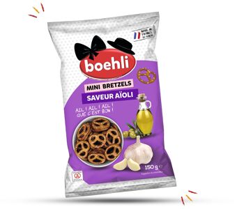 Sachet 150g mini bretzels saveur aïoli - colis de 9 1