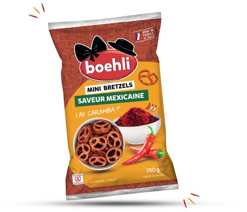 Sachet 150g mini bretzels saveur mexicaine - colis de 9