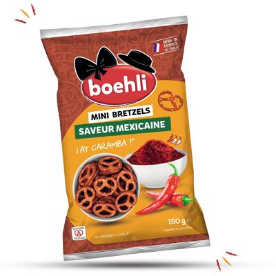Sachet 150g mini bretzels saveur mexicaine - colis de 9