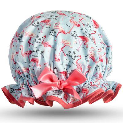 Bonnet de douche joli flamant rose