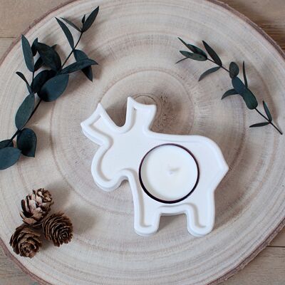 Portavelas de luz de té de ciervo / Colección de Navidad