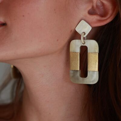 Gold Lacquered Horn Earrings