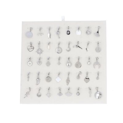 Kit of 40 stainless steel charms - rhodium / KIT-CH04-0280-RHODIUM