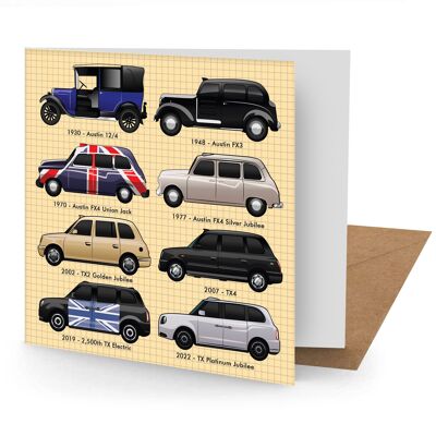 London Taxi Greetings Card (150x150 Blank)