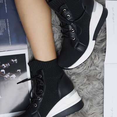 Damen-Sneaker mit Keilabsatz und Socken – HQ292