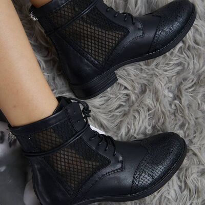 Openwork lace ankle boot - F6022