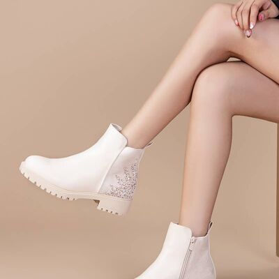 Bi-material ankle boot with sequin pattern - F6122