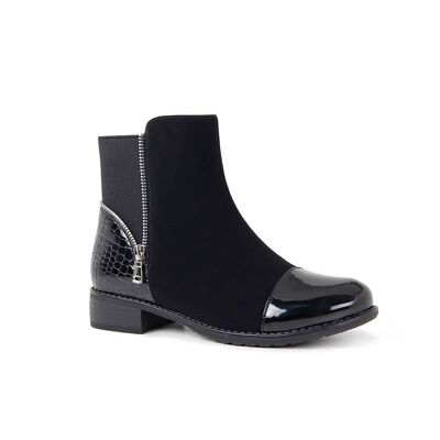 Classic women's ankle boot with patent toe - LH102