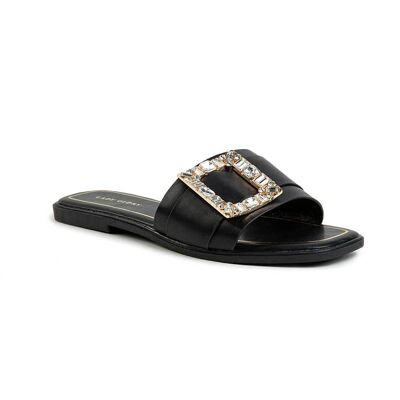 Flat mules with rhinestone buckle - GQ52