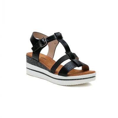 Black wedge sandal - W105