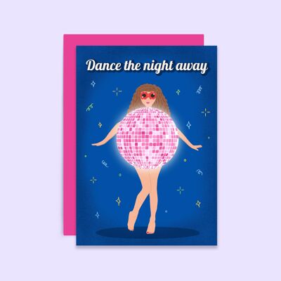 Tanze die Nacht zum Geburtstag | Geburtstagskarte für Sie | Disco-Kugel