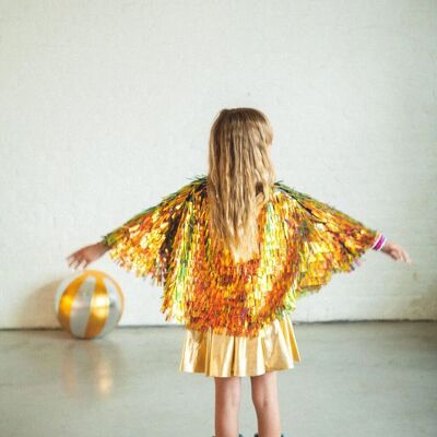 The holographic fringed cape - Gold