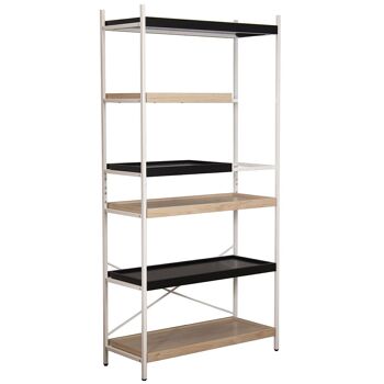 ETAGERE METAL NOIR / BOIS NATUREL 100X40X201CM, HAUTE. PIEDS:10CM LL84900 1