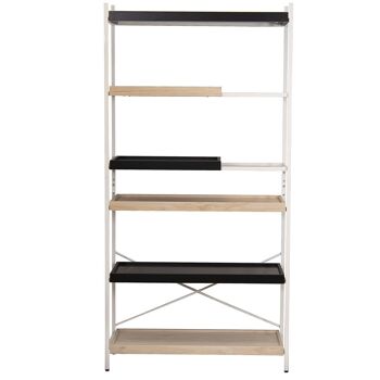 ETAGERE METAL NOIR / BOIS NATUREL 100X40X201CM, HAUTE. PIEDS:10CM LL84900 2