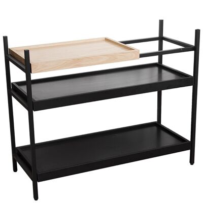 TAVOLO DA INGRESSO METALLO NERO LEGNO NATURALE 100X40X81CM, ALTO. GAMBE:10CM LL84901
