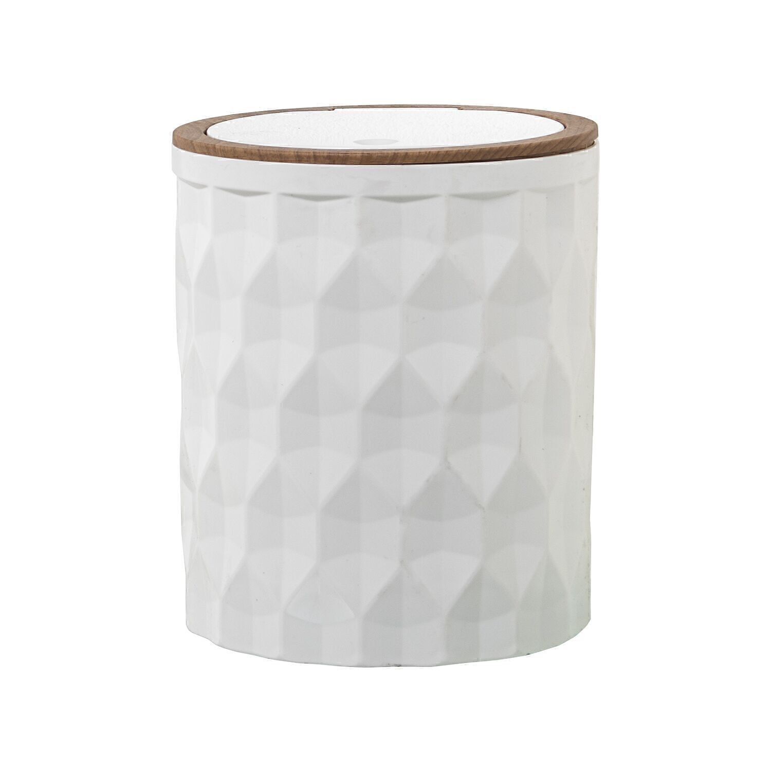 Badezimmer-Mülleimer aus weißem Acryl, 4,8 l, Druckknopfdeckel, 19 x 22 cm, LL86221