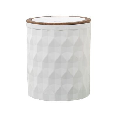 PAPELERA BAÑO ACRILICO BLANCO4,8L, TAPA DE BOTON PULSADOR _°19X22CM LL86221