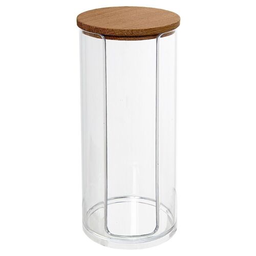 ORGANIZADOR ACRILICO PARA DISCOS ALGODON C/TAPA MADERA _°6X17CM LL86970