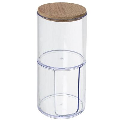 ACRYLIC ORGANIZER FOR COTTON RECORDS WITH WOODEN LID _°7X19CM LL86972