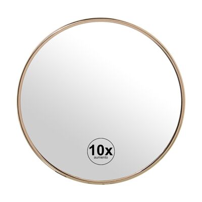 SUCTION CUP MIRROR 10 MAGNIFICATIONS GOLD METAL BATHROOM _°15X1.5CMM LL87017