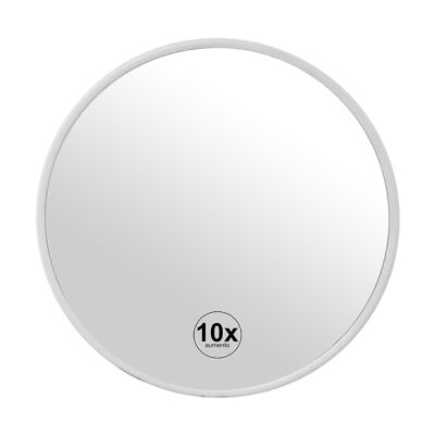 SUCTION CUP MIRROR 10 MAGNIFICATION WHITE METAL BATHROOM _°15X1.5CM LL87018