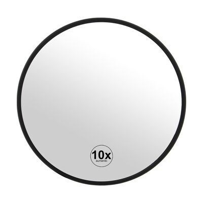 Saugnapf-Spiegel mit 10 Vergrößerungen für Badezimmer aus schwarzem Metall, 15 x 1,5 cm, LL87019