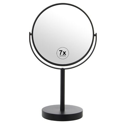 Badezimmerspiegel aus schwarzem Metall mit 7 Vergrößerungen, 18 x 12 x 33 cm, LL87022