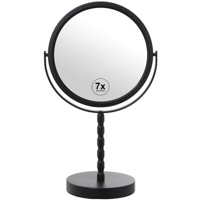 Badezimmerspiegel aus schwarzem Metall mit 7 Vergrößerungen, 18 x 12 x 32 cm, LL87025