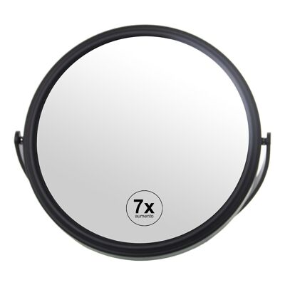 Badezimmerspiegel aus schwarzem Metall mit 7 Vergrößerungen, 17 x 12 x 20 cm, LL87090