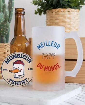 Chope de bière Meilleur papy du monde - Cadeau Fête des Grand pères