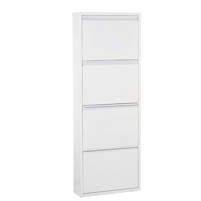 METAL SHOE RACK WITH 4 DRAWERS MATTE WHITE 50X15X136CM LL83613