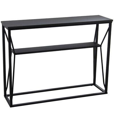 MESA DE ENTRADA METAL NEGRO SOBRE MELAMINA NEGRO 100X30X75CM LL84624