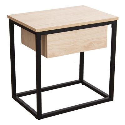 AUXILIARY TABLE BLACK METAL NATURAL WOOD 50X35X50CM, WOOD: DM LL84625