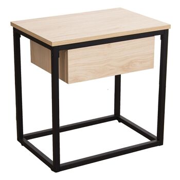 TABLE AUXILIAIRE MÉTAL NOIR BOIS NATUREL 50X35X50CM, BOIS : DM LL84625 1