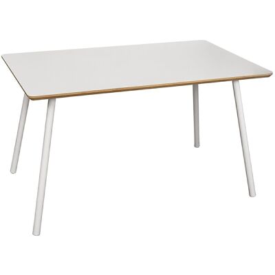 TAVOLO DA PRANZO GAMBE IN METALLO BIANCO SU LEGNO NATURALE 140X80X75CM, SPESSORE TAVOLO: 3CM LL84705