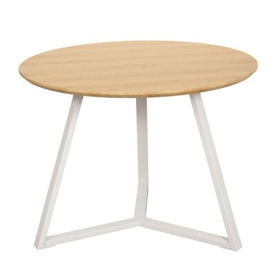 MESA COMEDOR PATAS METAL BLANCAS SOBRE MADERA NATURAL °100X75CM, GROSOR TABLERO:3CM LL84710