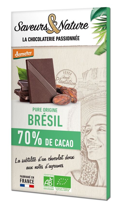 Tablette de chocolat noir 70% Origine Brésil - 80g